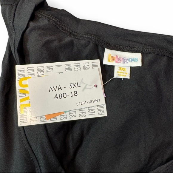 LuLaRoe Black Ava Mutton Long Sleeve V-Neck Midi Dress - Women’s Size 3XL NWT - Picture 3 of 6